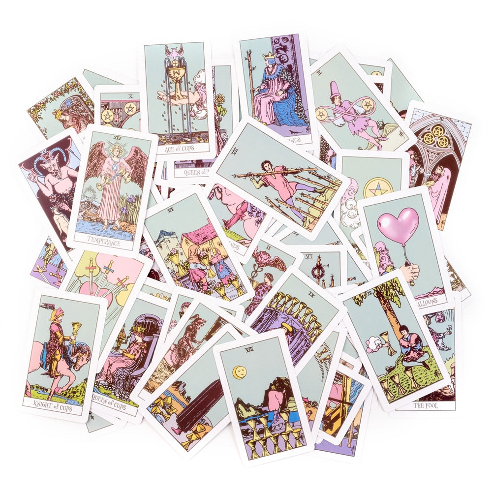 12*7cm English Pastel Rider Tarot Tarot Cards Original Women Card Game Sixth Sense  Tarot Aesthetic