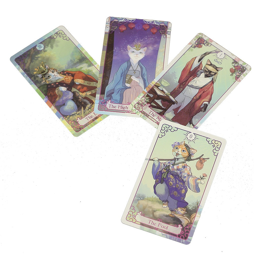 12*7cm Divine Purple Cat Tarot Cards Original Fate Tarots For Family Waite Tarot Cards